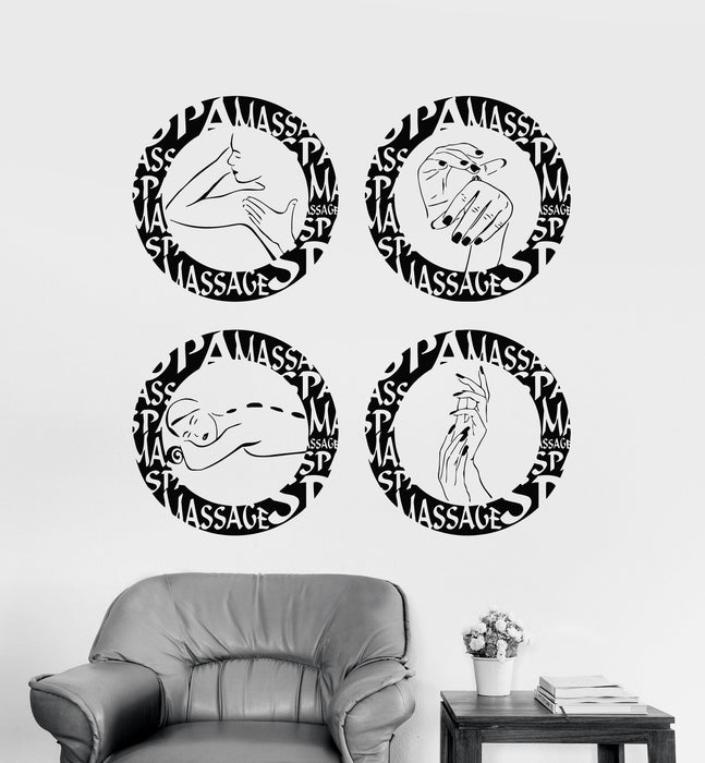 Autocollant mural en vinyle Spa Massage Relax Salon de beauté Cosmétiques Autocollants Cadeau unique (130ig)