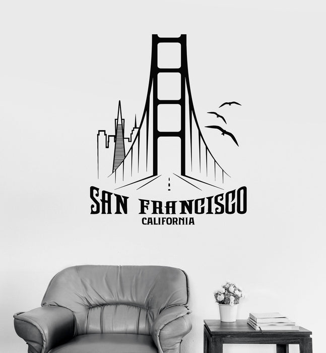Vinyl Wall Decal San Francisco California Golden Gate Bridge Stickers Unique Gift (569ig)