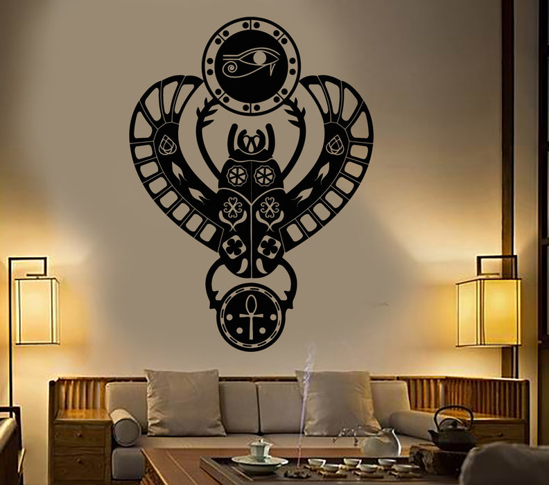 Vinyl Wall Decal Ancient Egypt Egyptian Scarab Beetle Eye of Horus Stickers Unique Gift (1870ig)