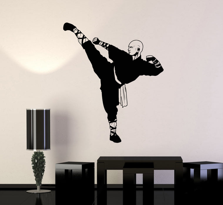 Vinyl Wall Decal Shaolin Monk Warrior Asian Fighter Buddhist Stickers Mural Unique Gift (ig4967)