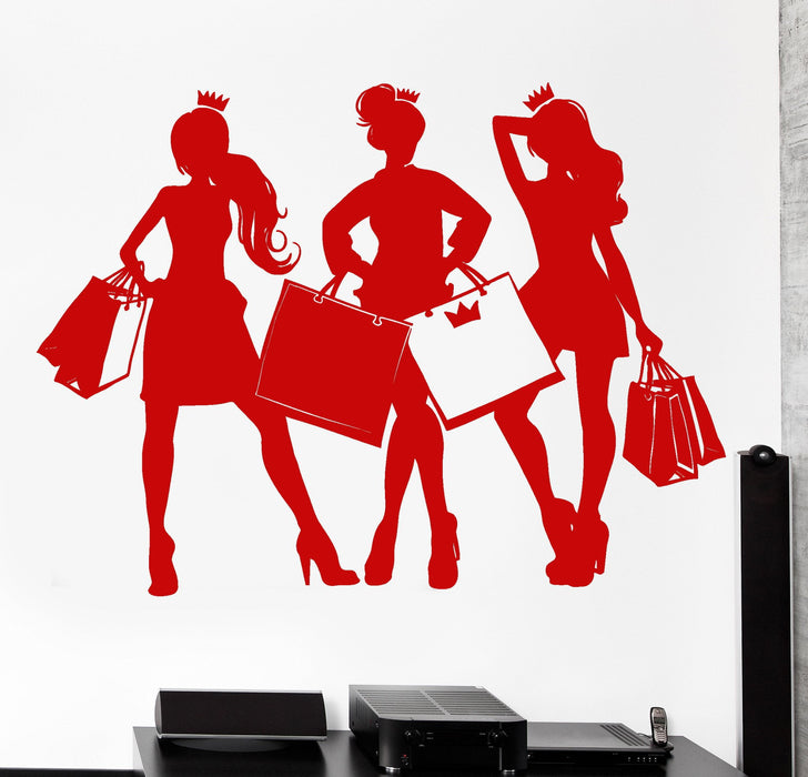 Vinyl Wall Decal Women Shopping Discount Sale Shops Girls Fashion Style Stickers Unique Gift (892ig)