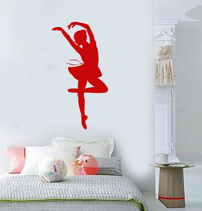 Vinyl Wall Decal Silhouette Of Ballet Dancer Pointe Shoes Stickers Unique Gift (1584ig)