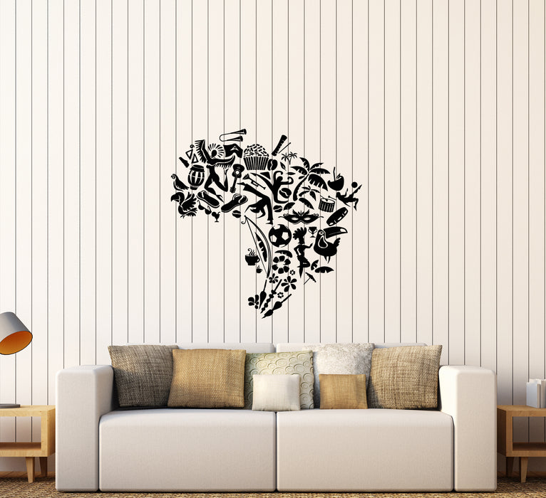 Vinyl Wall Decal South America Brazil Map Culture Soccer Carnival Stickers (4189ig)