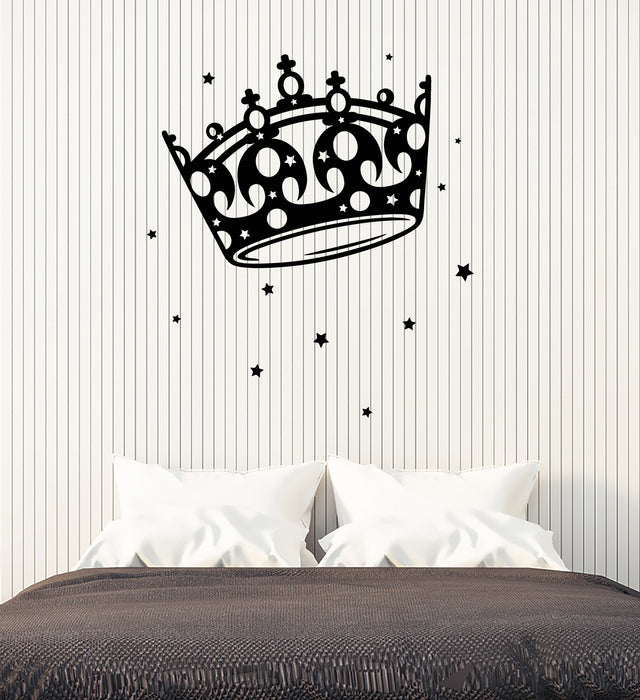 Vinyl Wall Decal Stars Princess Crown Queen Children's Room Stickers (3420ig)
