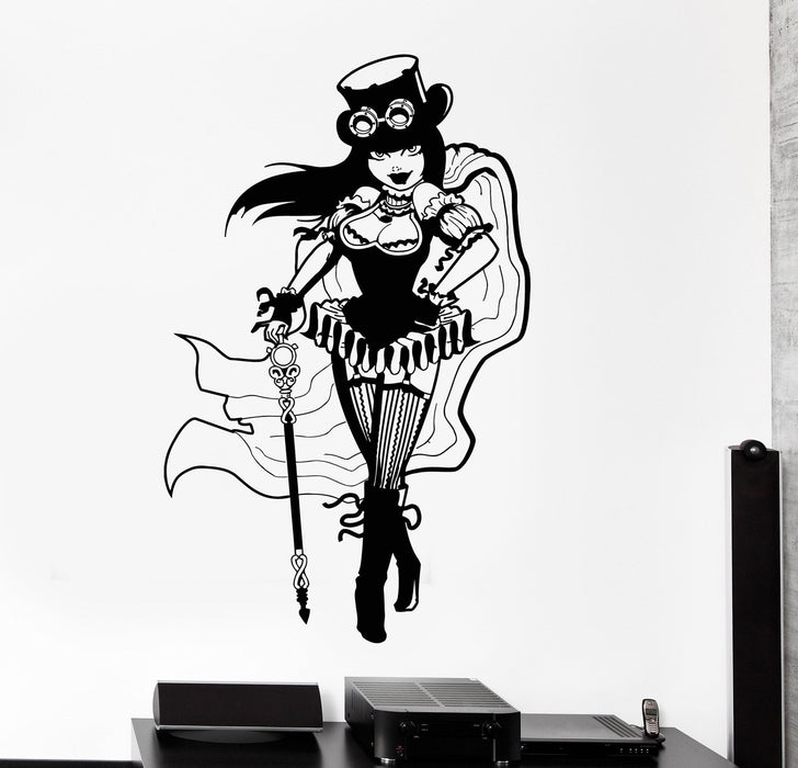 Vinyl Wall Decal Steampunk Girl Woman Fantasy Decor Stickers Murals Unique Gift (ig4746)