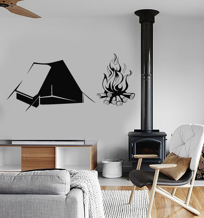 Autocollant mural en vinyle pour camping, tente, feu de camp, camping, touriste, cadeau unique (ig4788)