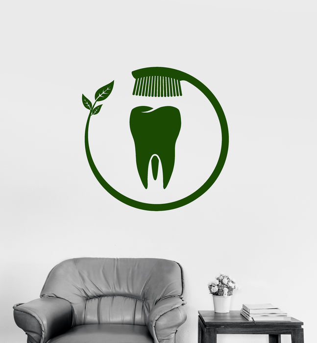 Vinyl Wall Decal Dental Clinic Logo Tooth Toothbrush Stickers (3335ig)