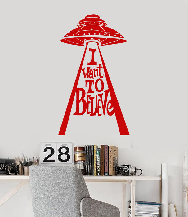 Vinyl Wall Decal UFO Extraterrestrials Aliens Ship Cosmos Stickers Unique Gift (888ig)