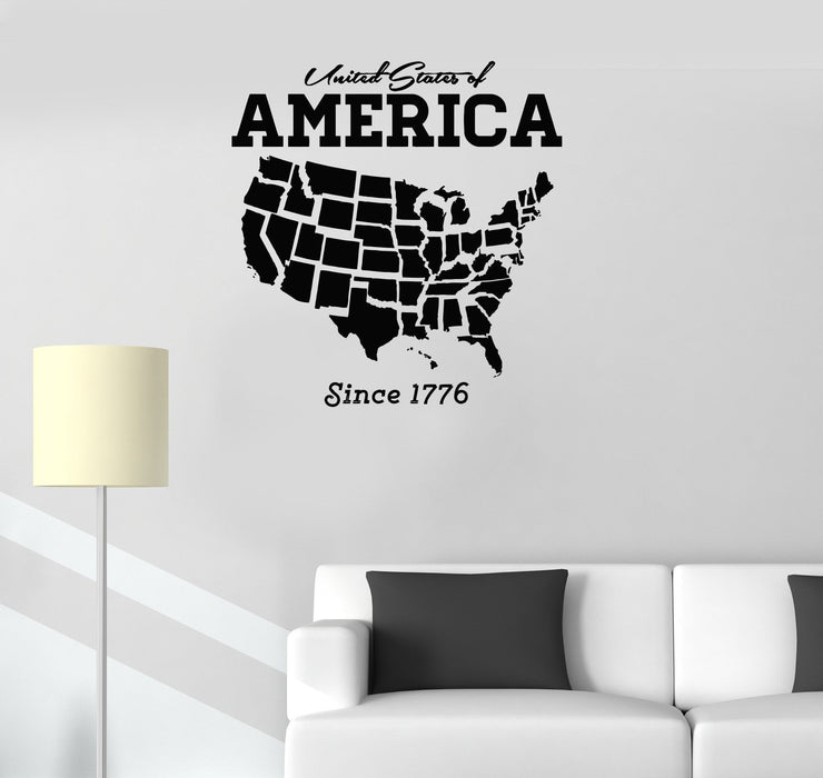 Vinyl Decal United States of America USA Map Decor Wall Stickers Unique Gift (ig2679)