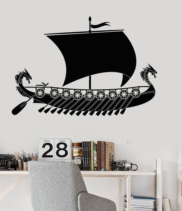 Vinyl Wall Decal Viking Ship Scandinavian Children's Rooms Stickers Unique Gift (049ig)