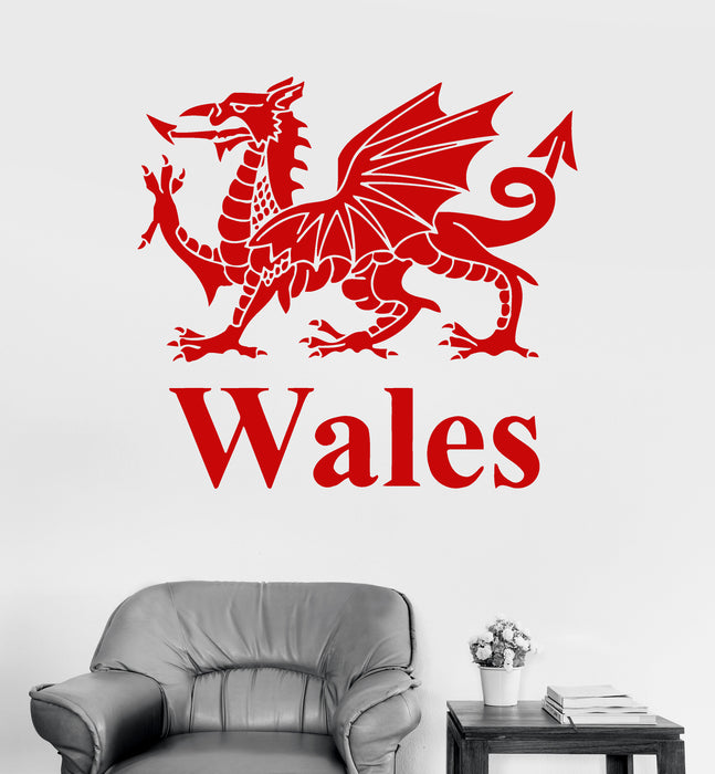 Vinyl Wall Decal Principality of Wales Welsh Dragon Britain Stickers Unique Gift (ig3269)