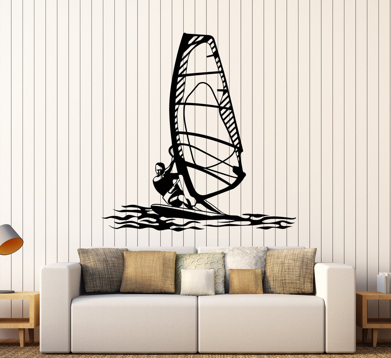 Vinyl Wall Decal Windsurfing Water Sports Windsurfer Beach Style Stick ...