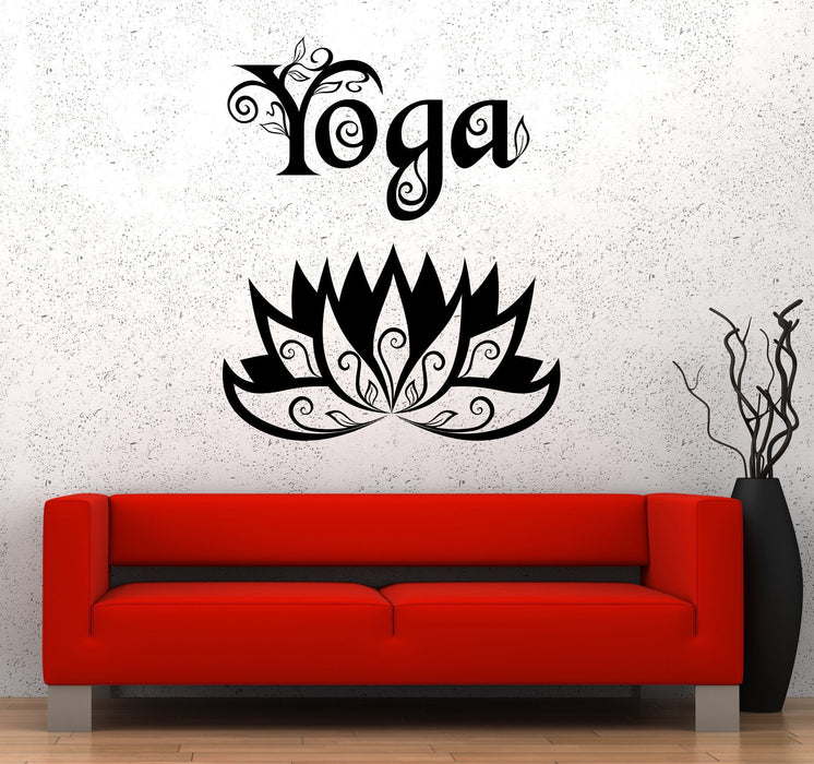 Vinyl Wall Decal Yoga Center Meditation Lotus Flower Mural Stickers Unique Gift (226ig)