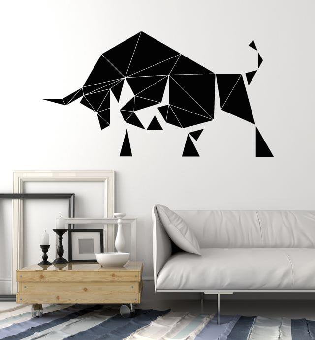 Vinyl Wall Decal Geometric Abstract Bull Animal Polygonal Stickers (2527ig)