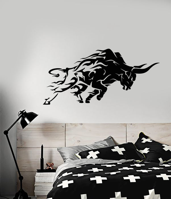 Vinyl Wall Decal Abstract Bull Animal Forks Of Flame Stickers (3601ig)