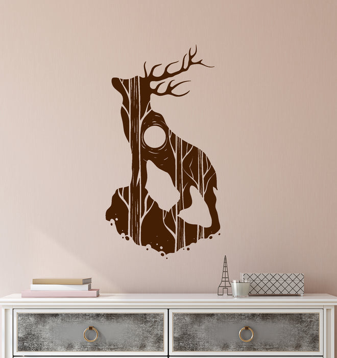 Vinyl Wall Decal Abstract Tree Forest Deer Silhouette Nature Stickers (4008ig)