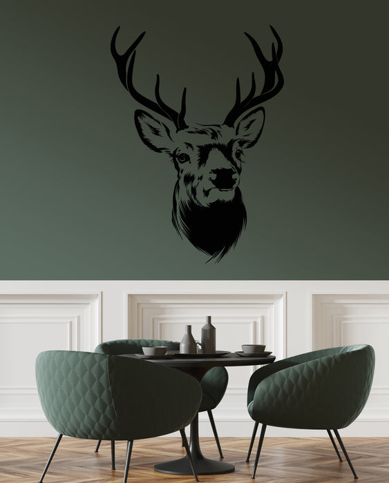 Vinyl Wall Decal Forest Deer Head Animal Horns Hunting House Stickers (4009ig)
