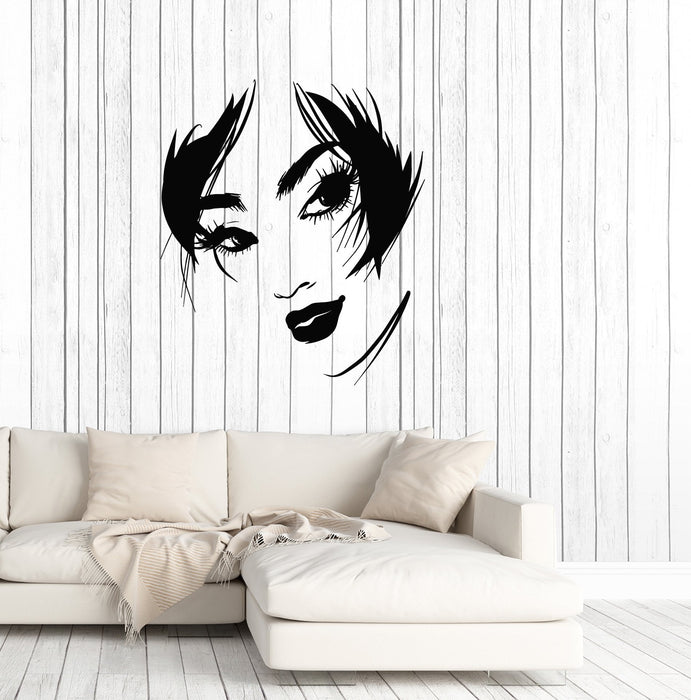 Vinyl Wall Decal Abstract Beautiful Girl Face Sexy Lips Eyes Stickers (3137ig)