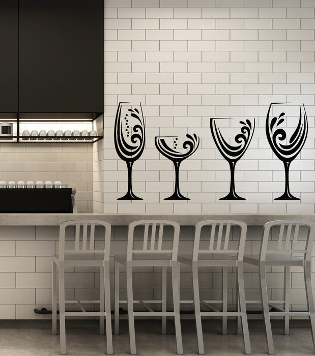 Autocollant mural en vinyle pour alcool, vin, bar, boutique, verres, cuisine, décoration (2824ig)
