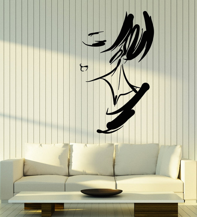 Autocollant mural en vinyle abstrait pour fille, visage de femme, coiffure (2669ig)