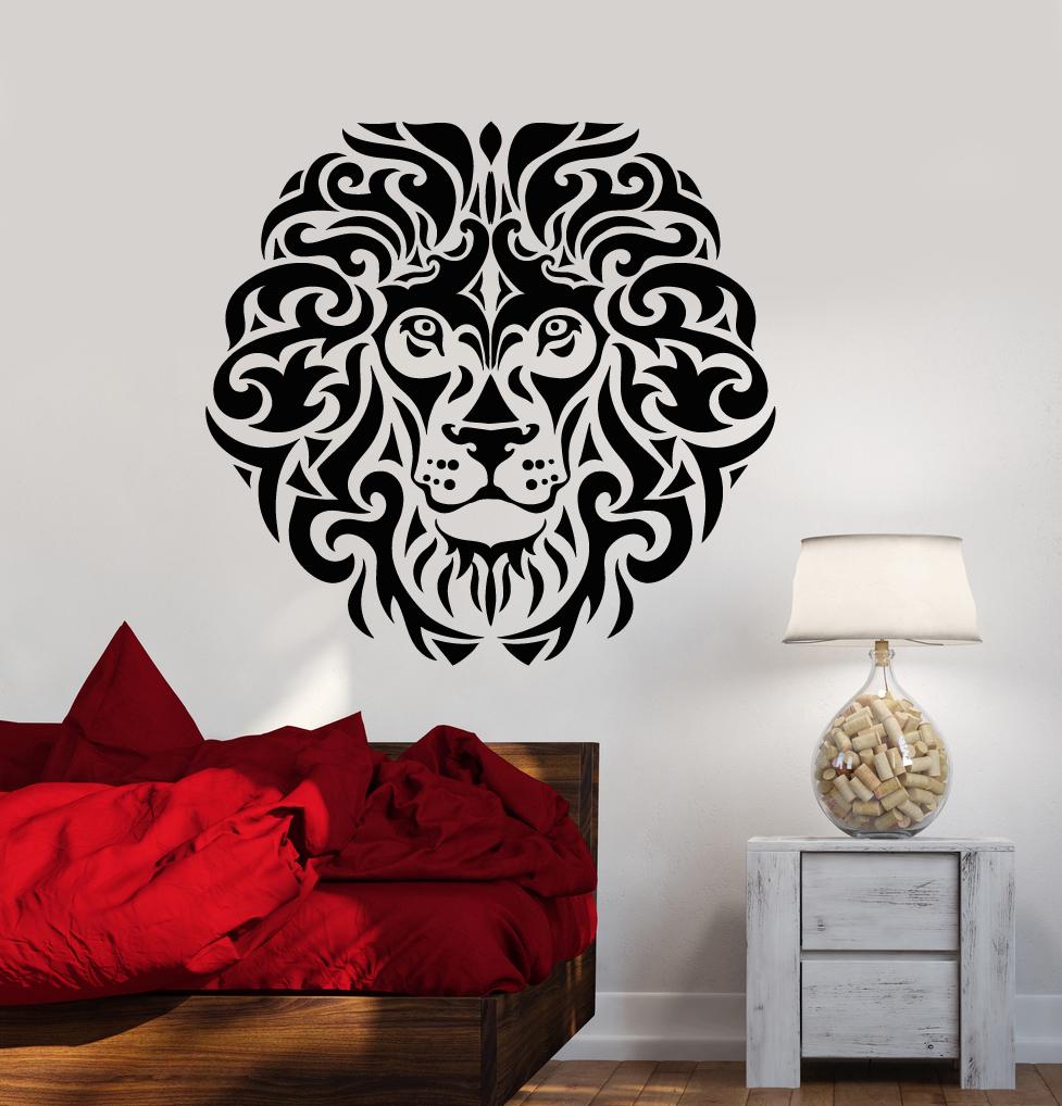 Vinyl Wall Decal Abstract African King Animal Lion Head Predator Stick ...
