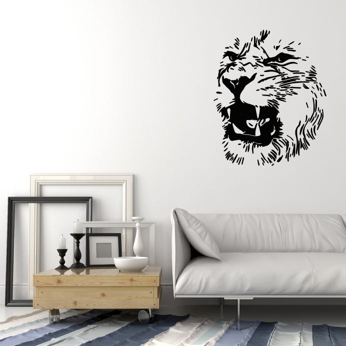 Vinyl Wall Decal Abstract Lion Head African Animal Wild Predator Stickers (3972ig)
