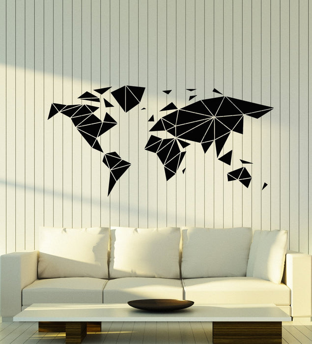 Autocollant mural en vinyle abstrait géométrique à multiples facettes pour carte de la Terre (2755ig)