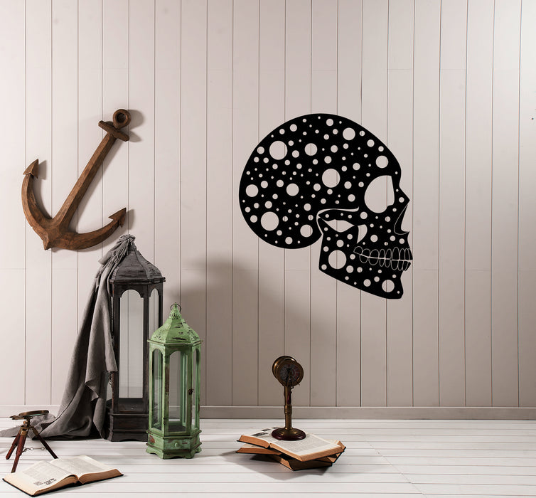 Vinyl Wall Decal Abstract Funny Halloween Horror Human Skull Stickers (4132ig)
