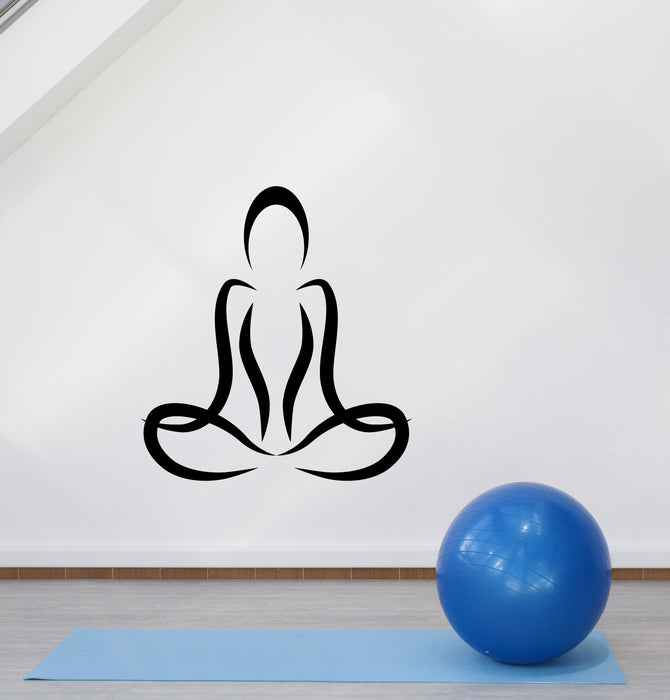 Vinyl Wall Decal Abstract Yoga Girl Lotus Pose Meditation Room Stickers (4245ig)