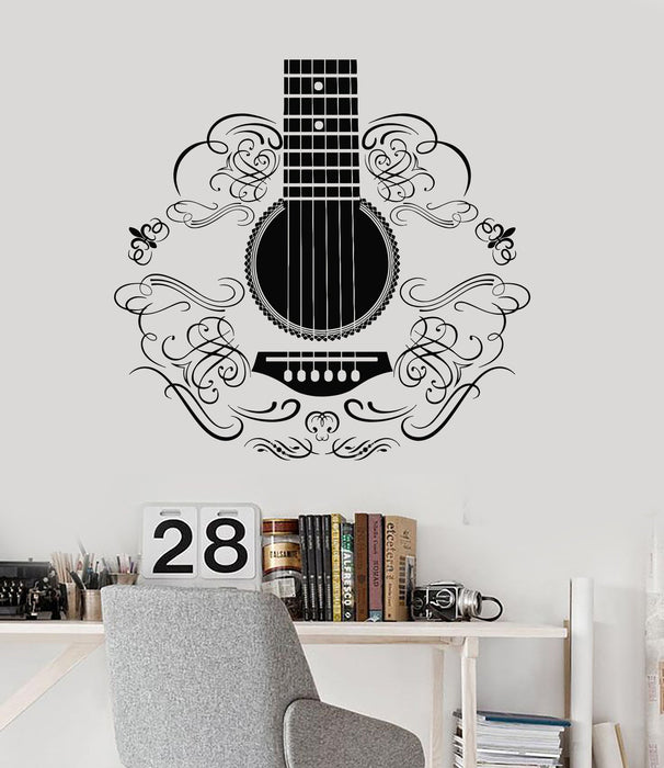 Autocollant mural en vinyle Musique Guitare Instrument de musique Motifs Autocollants de décoration Cadeau unique (ig3324)