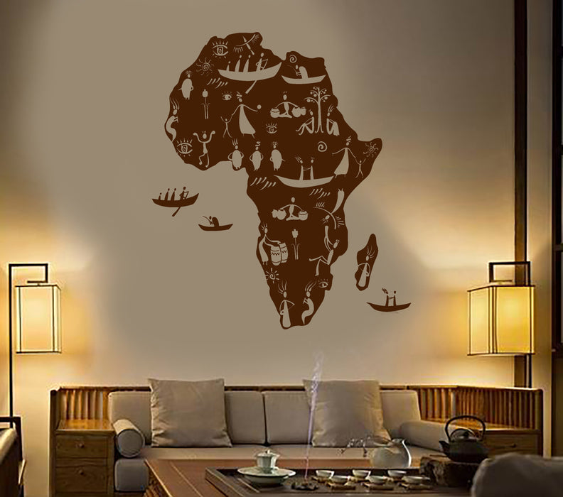 Vinyl Wall Decal Africa Continent African Natives People Map Stickers Unique Gift (1467ig)