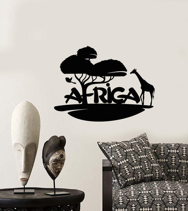 Vinyl Wall Decal Africa Landscape Logo Animals Nature Stickers (3491ig)