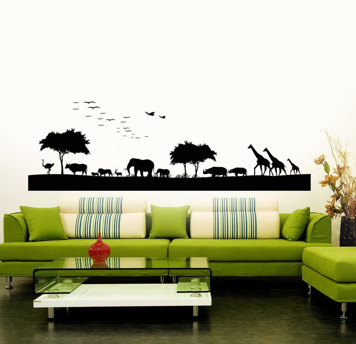 Vinyl Wall Decal African Animals Nature Landscape Nursery Children's Playroom Stickers Unique Gift (839ig)
