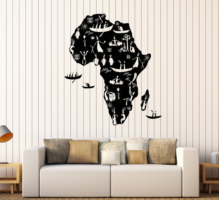 Vinyl Wall Decal Africa Continent African Natives People Map Stickers Unique Gift (1467ig)