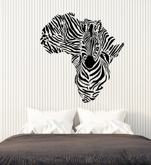 Vinyl Wall Decal Abstract Africa Continent Map Animal Zebra Stickers (3288ig)