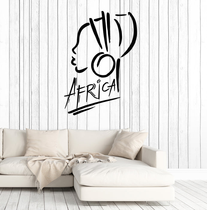 Vinyl Wall Decal Africa Logo African Girl Turban Stickers (3294ig)