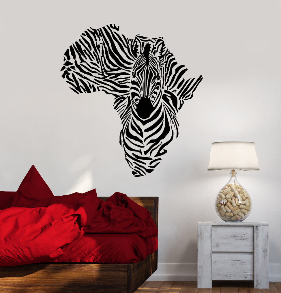 Vinyl Wall Decal Abstract Africa Continent Map Animal Zebra Stickers ...