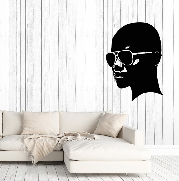 Vinyl Wall Decal African Girl Head In Sunglasses Black Lady Stickers (3707ig)