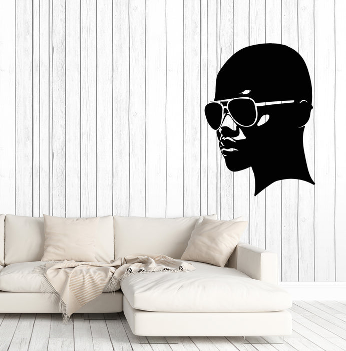 Autocollant mural en vinyle représentant une fille africaine portant des lunettes de soleil et une femme noire (3707ig)