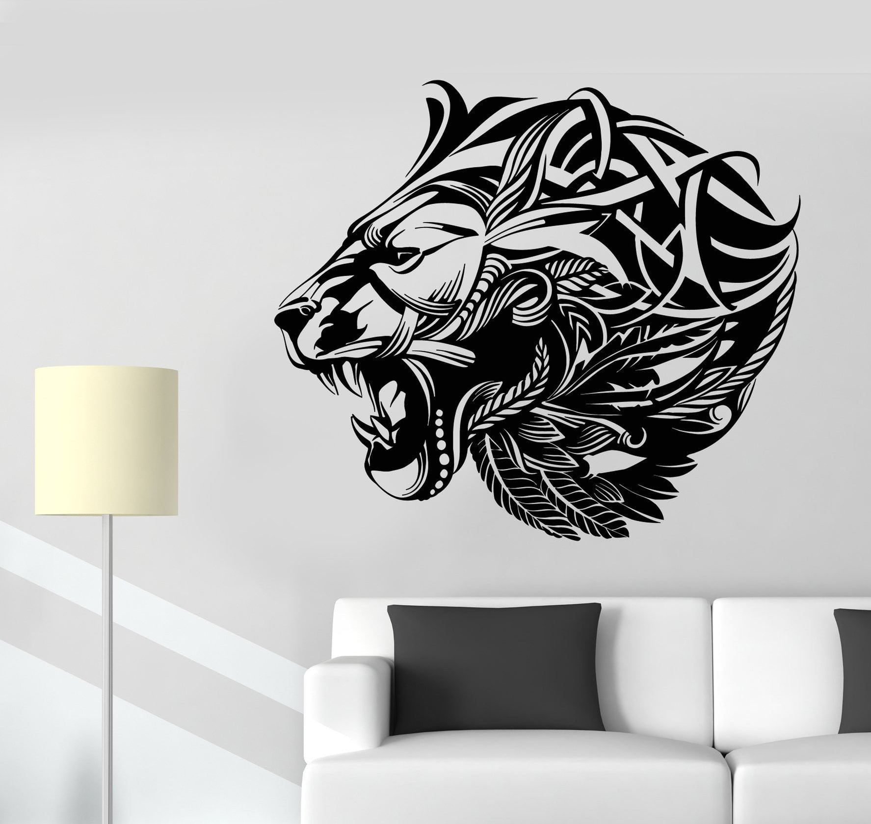 Vinyl Wall Decal African Lion Head Abstract Animal Predator Stickers ...