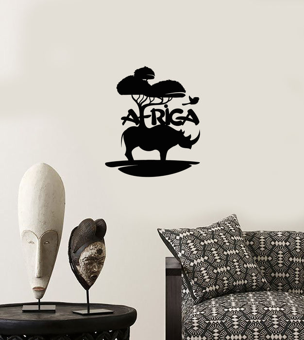 Vinyl Wall Decal Africa Logo Rhino Landscape Nature Stickers (3881ig)
