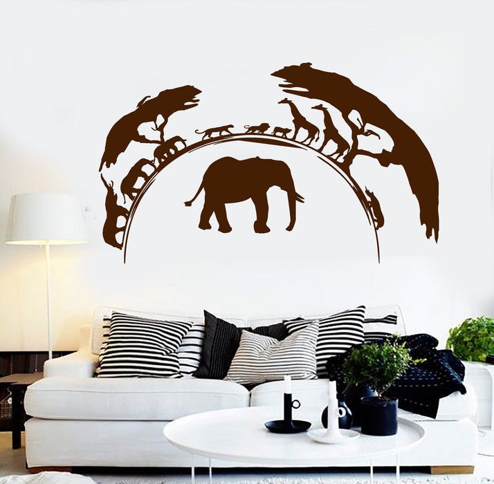 Vinyl Wall Decal African Nature Wild Animals Elephant Stickers Unique Gift (ig3835)