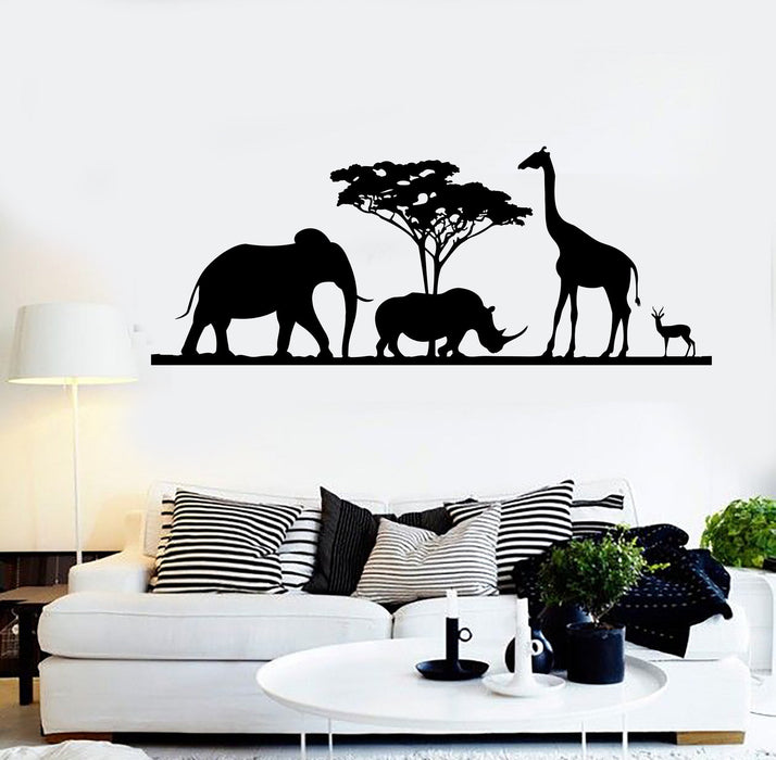 Vinyl Wall Decal African Animals Giraffe Elephant Stickers Unique Gift (ig3894)