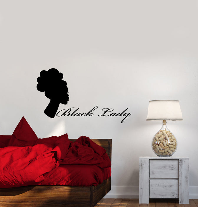 Vinyl Wall Decal African Black Lady Beauty Salon Hairstyle Stickers (3676ig)
