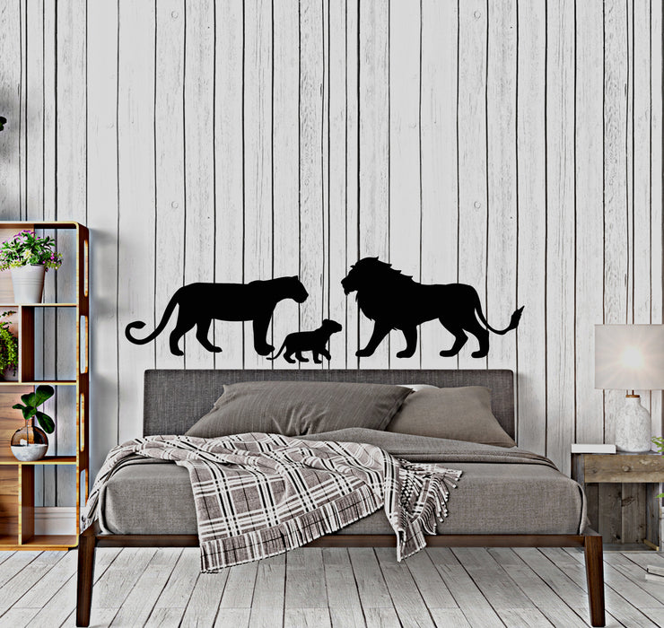 Виниловые наклейки на стену Лев и львица Африканские животные Семейные наклейки для детской комнаты (4148ig)