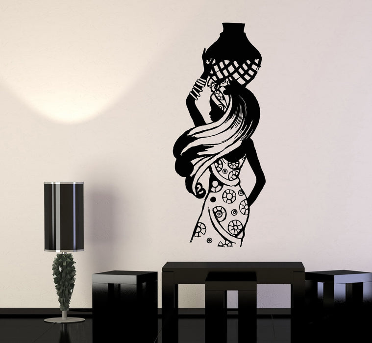 Vinyl Wall Decal African Woman Black Lady Africa Ethnic Style Stickers Unique Gift (1056ig)