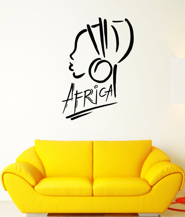 Vinyl Wall Decal Africa Logo African Girl Turban Stickers (3294ig)