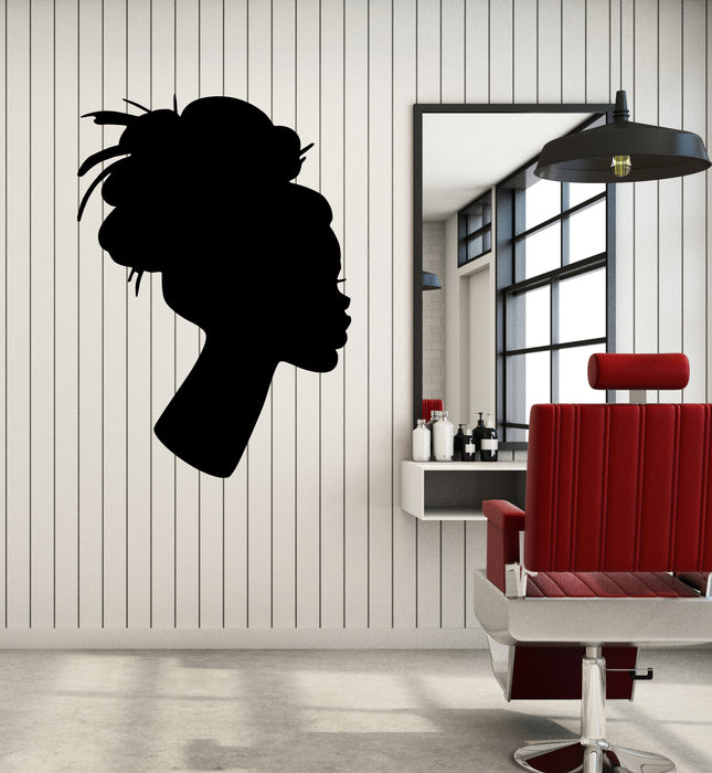 Vinyl Wall Decal Beautiful African Girl Silhouette Hairstyle Stickers (3430ig)