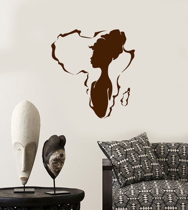 Vinyl Wall Decal African Girl Native Beauty Africa Continent Stickers (3912ig)