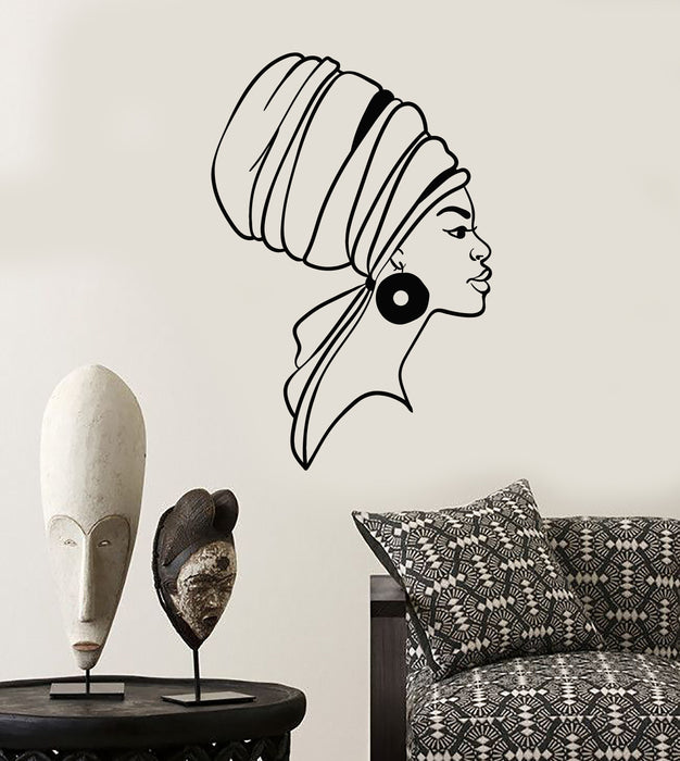 Виниловые наклейки на стену с изображением африканских женщин в тюрбане, черные женские наклейки (2752ig)